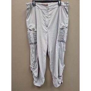 Trieste Collection EU 54 XL Womens Y2K Cargo Capri Pants Boho Lagenlook Gray